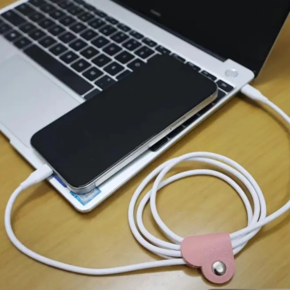 Heart Cable Organizer Strap - Leather Cord Holder mystery color - Picture 2 of 6